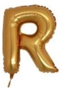 R harfi altn gold folyo balon sper kalite 14 inc 38 cm
