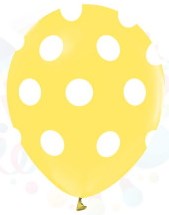 Sar zemine beyaz Puantiyeli baskl 12 inc balon